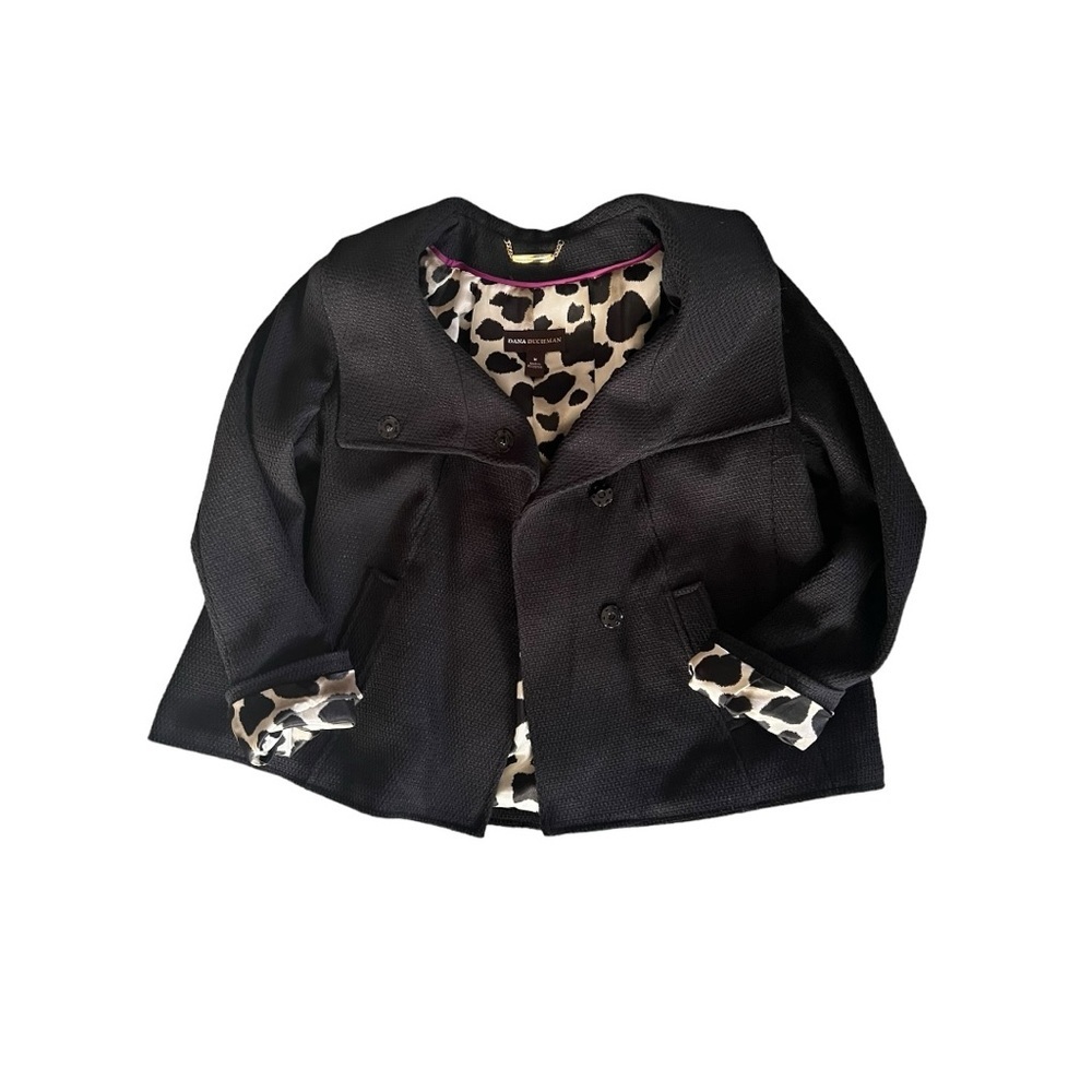 Dana Buchman snap front closure jacket, animal print lining, size Medium